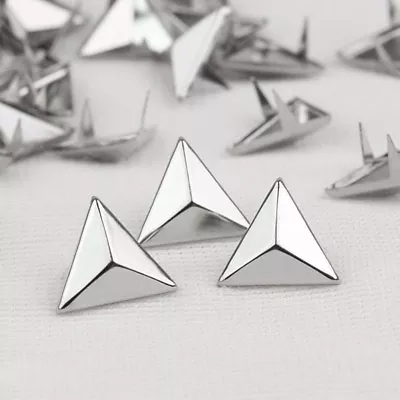 Pkg Of 20 Silver TRIANGLE 5/8  (15mm) Metal 2-Spike Studs (7215) Leather Crafts • $4.55