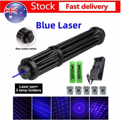 Starry Watt Blue Laser Pointer Pen 450nm Adjustable Visible Dot Light & 5 Caps • $72.59