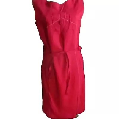6/8 Vintage 1960's Dress Belted MR FINE DALLAS TEXAS BLOOD RED MIDI SLEEVELESS • $17.82