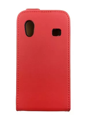 RED FLIP Genuine Leather Phone Case For Samsung Galaxy Ace GT-S5830/GT-S5830i UK • £4.15