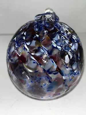 Vintage Blown Glass WITCH BALL Ornament BLUE PURPLE 3  • $25