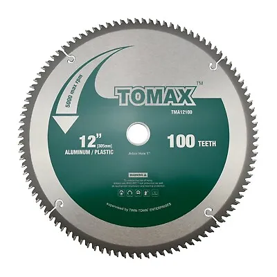 TOMAX 12-Inch 100 Tooth TCG Aluminum And Non-Ferrous Metal Saw Blade With 1-I... • $37.90