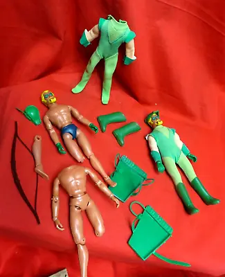 LOT OF TWO Vintage 1974 Mego Green Arrow WGSH FIGURES + PARTS • $285