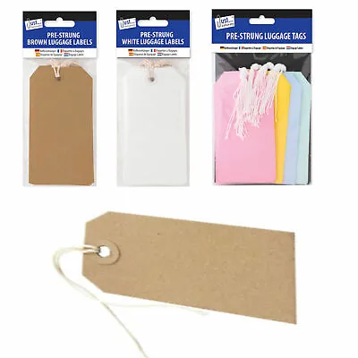£2.99 • Buy Luggage Tags Label - Brown/White/Colour - Prestrung Gift Labels Tag UK Supplier