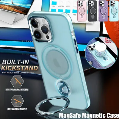 For IPhone 15 14 13 12 Pro Max MagSafe Magnetic Case Rotating Ring Stand Cover • $14.79