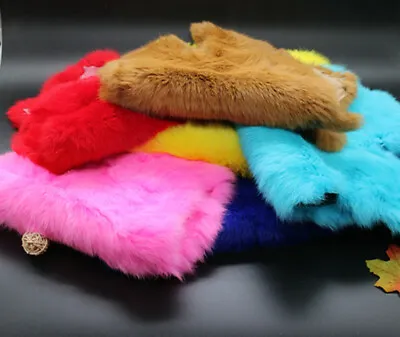 High Quality Dyed Rabbit Skin Pelt Real Fur 10Colours Available Hides Craft Gray • $6.64