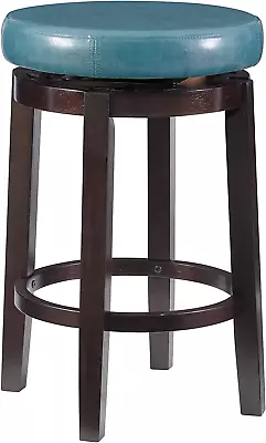 Maya Counter Brown Stool 24  Teal Swivel Seat Plush Padding New • $67.63