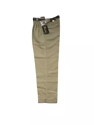 NWT Men's Artitec Pleated Cuffed Hem Dress Pants DK Khaki Slacks W/Belt-Size W29 • $19.95