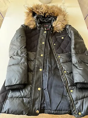 Juicy Couture Black Down & Feather Filled Quilted Winter Ruffle Coat Age 14 • £22