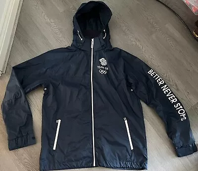 Next Olympics Team GB Mens Navy Blue Rain Coat Showerproof Jacket - Size Large • £39.95