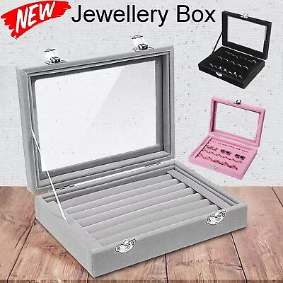 Jewellery Box Organizer Case Holder Storage Earring Ring Jewelry Display Velvet • $18.99