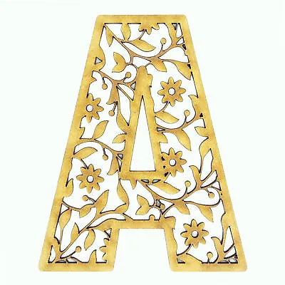 Wooden Decorative Filigree Letters With Flowers Wall Art - 3mm MDF • £2.65