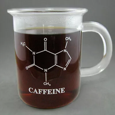 Caffeine Molecule Beaker Mug Borosilicate Glass 400ml • $13.99