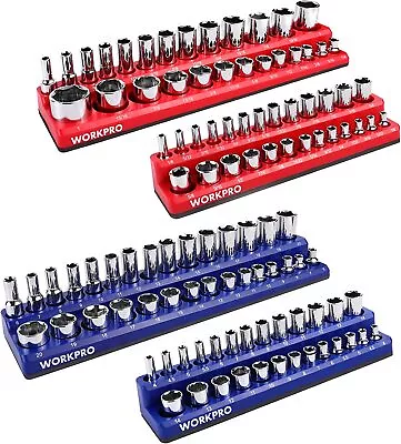 WORKPRO Magnetic Socket Organizer Set Socket Holder Kit 4PIECE Metric SAE Socket • $34.69