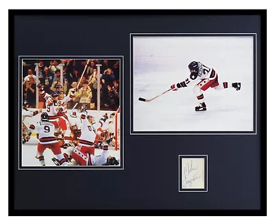 Mike Eruzione Signed Framed 16x20 Photo Set JSA 1980 Miracle On Ice Team USA R • $149.99
