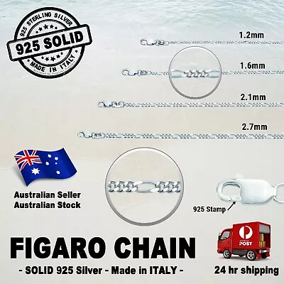 $48.99 • Buy FIGARO 1+3 Chain - 100% SOLID 925 Sterling Silver (options)