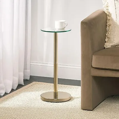 $35 • Buy MDesign Glass Top Small Modern  Accent Table 9.5 In Round Clear/Soft Brass