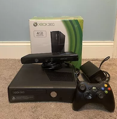 Microsoft XBOX 360  4GB Video Game System W/ Box & Kinect & Cables & Controller • $110