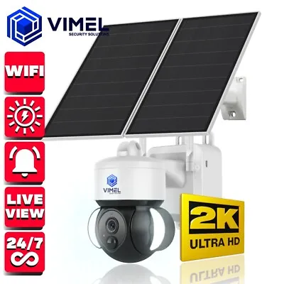 WIFI Home Security Camera Dual Solar 24/7 Continuous Recording UHD 2K LIVE • $229