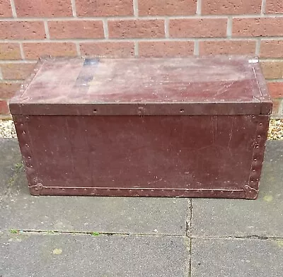 Antique Storage Trunk Chest Vintage Wood Metal Blanket Box Coffee Table • £55