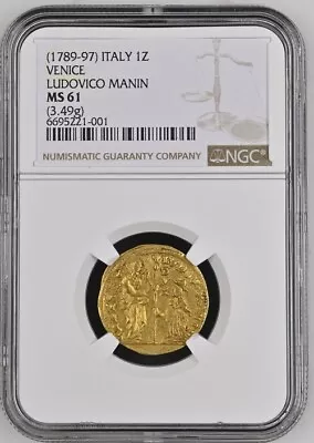 1789-97 Italy Gold Zecchino Venice Ludovico Manin NGC MS61 Christ Coin • $1075