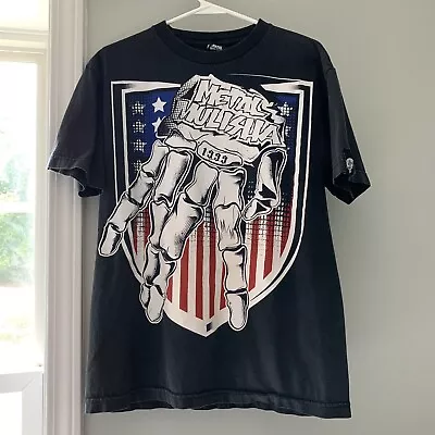 Metal Mulisha Men's Black Red Blue T-Shirt American Flag Shield Size Medium? • $17.99