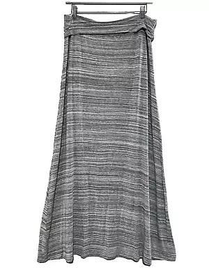 Mossimo Supply Co Womens Gray Heather Stripe Jersey Knit Maxi Skirt Pull-on Sz L • $17