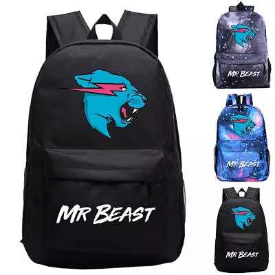 `MR BEAST Lighting Cat Backpack Kids Boy Girl Student School Bag Travel Rucksack • $28.68