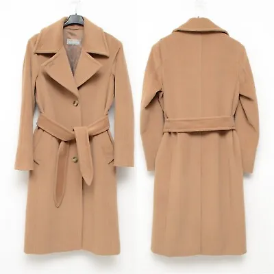Women's Max Mara 100% Wool Beige Belted Coat Camel Size UK 10US 8IT 42 • $550