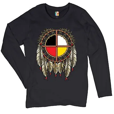 The Medicine Wheel Dreamcatcher Women's Long Sleeve T-shirt Native American • $27.95