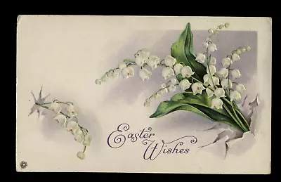 Vintage Easter Wishes Postcard Snowdrop Flowers & Leaves • $4