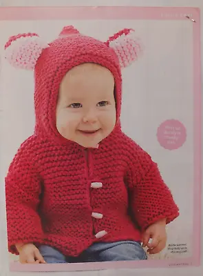 £1.25 • Buy BABY BOY GIRL 6-18m CHUNKY DUFFLE COAT PIXIE HOOD BUNNY EAR LOVE KNITTING 2 PAGE