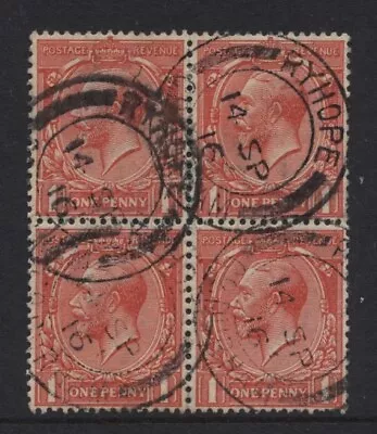 1912-24 1d VERMILION BLOCK OF FOUR 'RYHOPE' CDS. SG 358 • $5.30