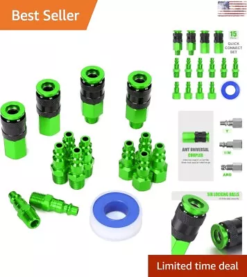 Heavy-Duty Leak-Proof Air Coupler Kit - Durable Aluminum - Quick Connect - Green • $59.99