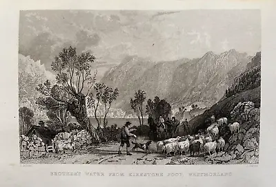 1833 Antique Print; Brothers Water From Kirkstone Foot Cumbria After T.  Allom • $9.93