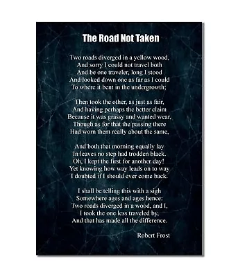£4.59 • Buy  The Road Not Taken Robert Frost Inspiration Poster Classic Poem Possibilities