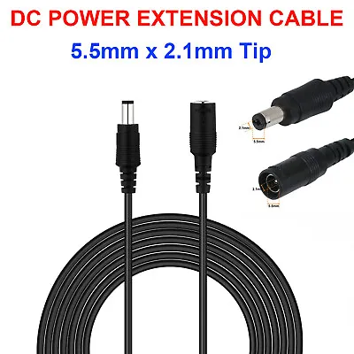 £3.95 • Buy DC Power Extension Cable Lead 5V 9V 12V AC/DC Adapter CCTV Camera DVR PSU LED UK