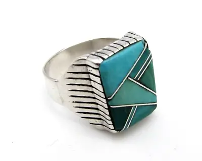 Vintage Sterling Silver Turquoise Ring Handmade Southwest Style • $65