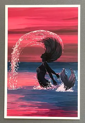 Silhouette Mermaid - Dusk Scene - Lantern Press Postcard • $2.25