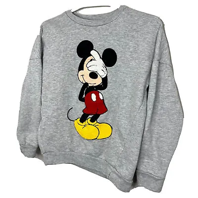 Disney Looney Tunes Women Gray Mickey Minnie Mouse Sweater Sweatshirt ( XS)-2147 • $14