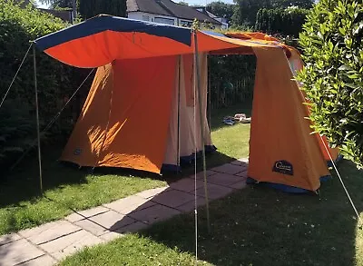 Rare Retro Vintage Canvas Cabanon 2-3 Berth 60s Tent  With Zip On Kitchen VGC • £345