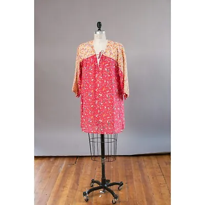 Vintage Boho 1970s Giorgio Sant'Angelo Pink Long Sleeved Tunic Or Mini Dress • $115.50