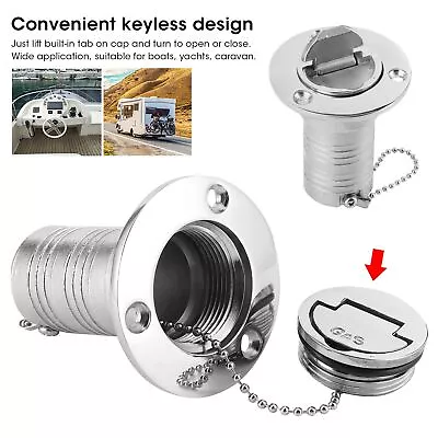 Hot Marine Fuel Deck Fill Filler W/ Keyless Lid 316 Stainless Steel Hardware • $30.59