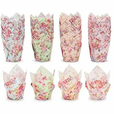 $15.99 • Buy Tulip Cupcake Liners, Floral Baking Cups For Birthday And Wedding (200 Pack)