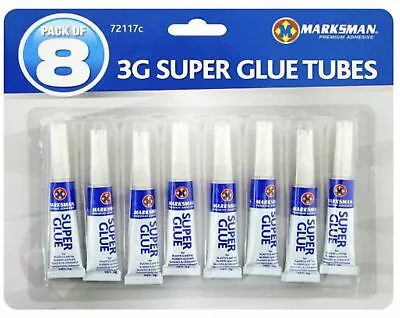 8x SUPER GLUE Strong Bond Adhesive Plastic Glass Wood Rubber Metal 3g • £3.49