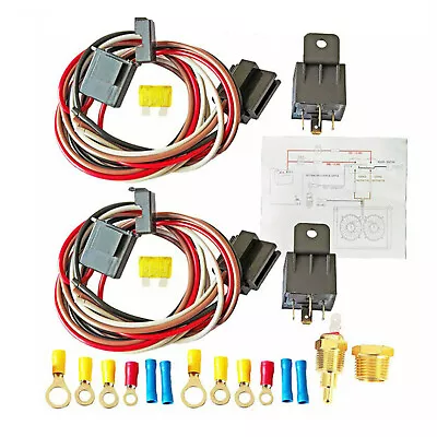 For 40AMP 175-185 Dual Electric Fan Thermostat Harness Relay Switch Sensor Kit • $19.68