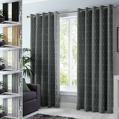 £33.99 • Buy Insulated Heavy Thick Thermal Blackout Curtains Eyelet Ring Top Pair + Tie Backs