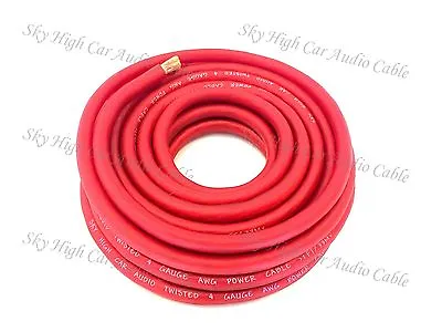 25 Ft 4 Gauge AWG RED Power Ground Wire Sky High Car Audio GA Ft  • $27.95