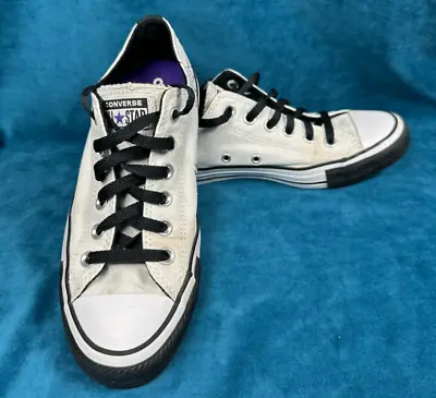 CONVERSE All Star Chuck Taylor White & Purple Low Top Sneakers-Womans 8 • $44.95