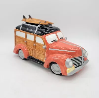 Vintage Orange Woody Wagon Car W/ Surfboard Ceramic Cookie Jar • $99.99
